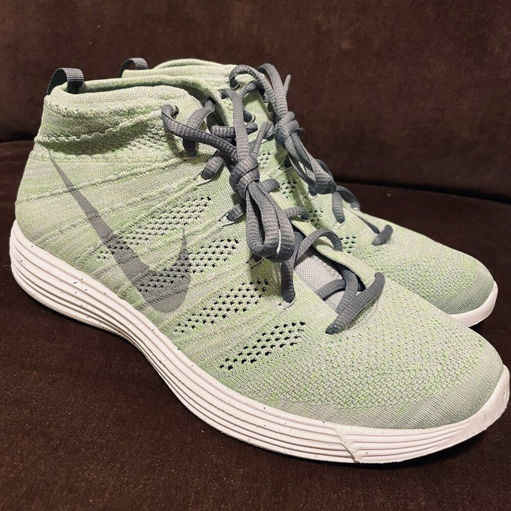 Nike 9.5 Lunar Flyknit Chukka Sneaker Electric Green Gray Volt 554969-011 Men